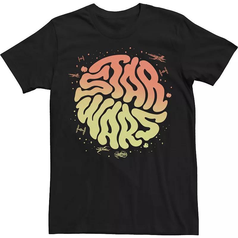 Men's Star Wars Psychedelic Text Logo Tee, Size: XL, Black Product Image