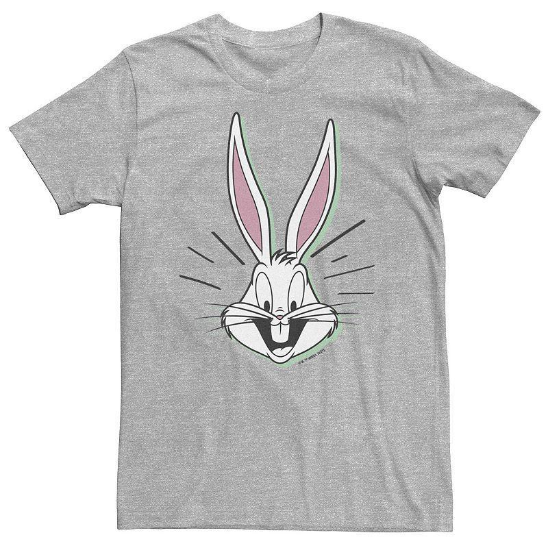 Big & Tall Looney Tunes Bugs Bunny Big Face Tee, Mens Athletic Grey Product Image