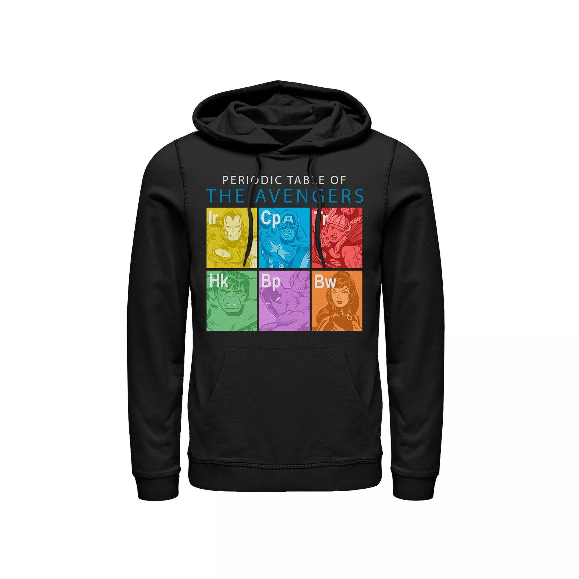 Men's Marvel The Avengers Periodic Table Box Up Hoodie, Size: Small, Black Product Image