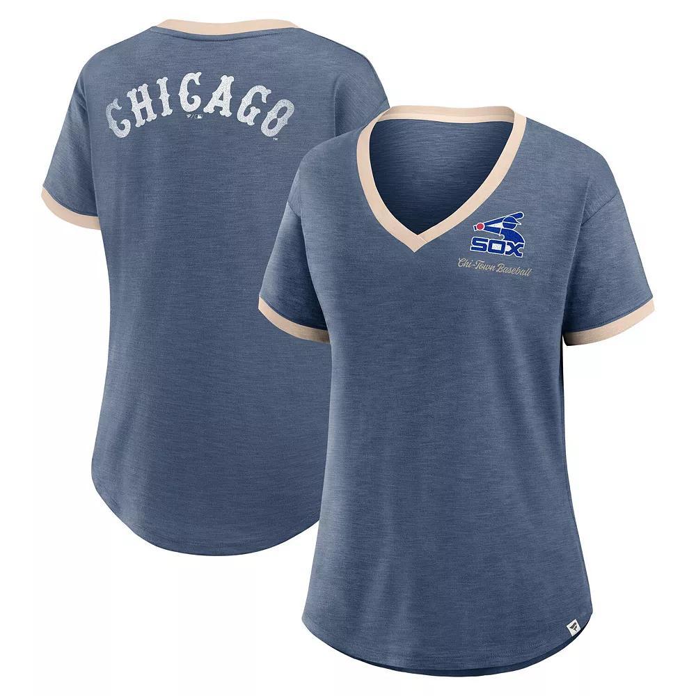Women's Fanatics Navy Chicago White Sox Binge Worthy Stadium Slub V-Neck T-Shirt,  Product Image