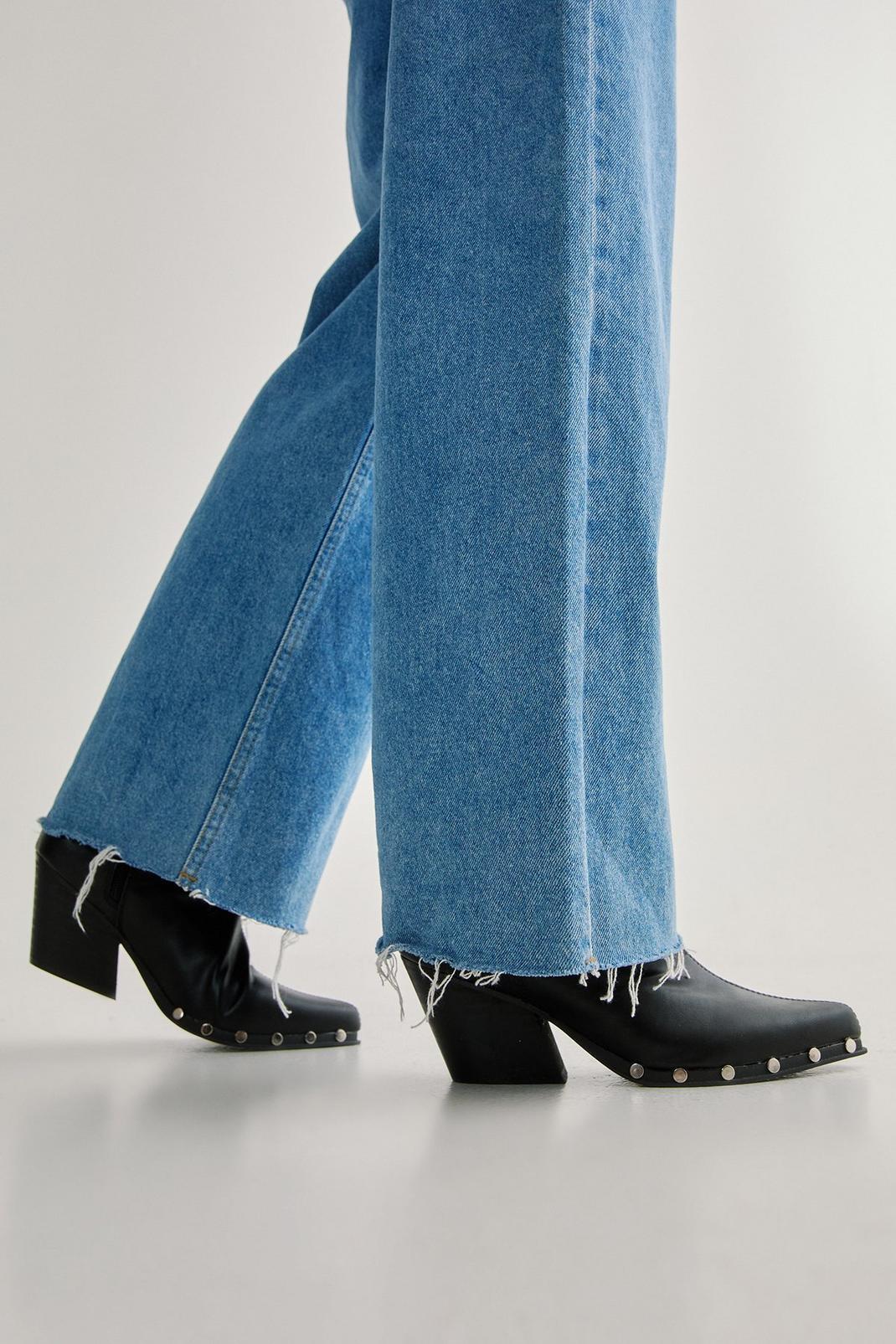 Studded Faux Leather Pointed Toe Ankle Boot Product Image