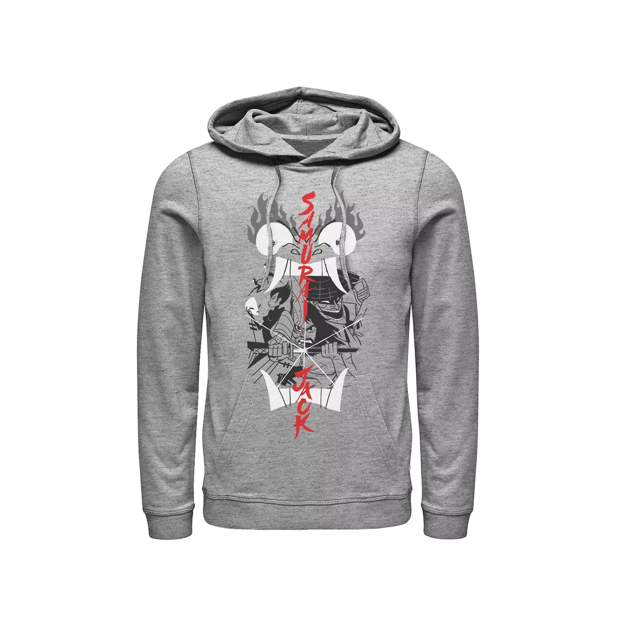 Men's CN Samurai Jack Aku Illustrated Storytelling Graphic Hoodie, Size: Small, Athletic Grey Product Image