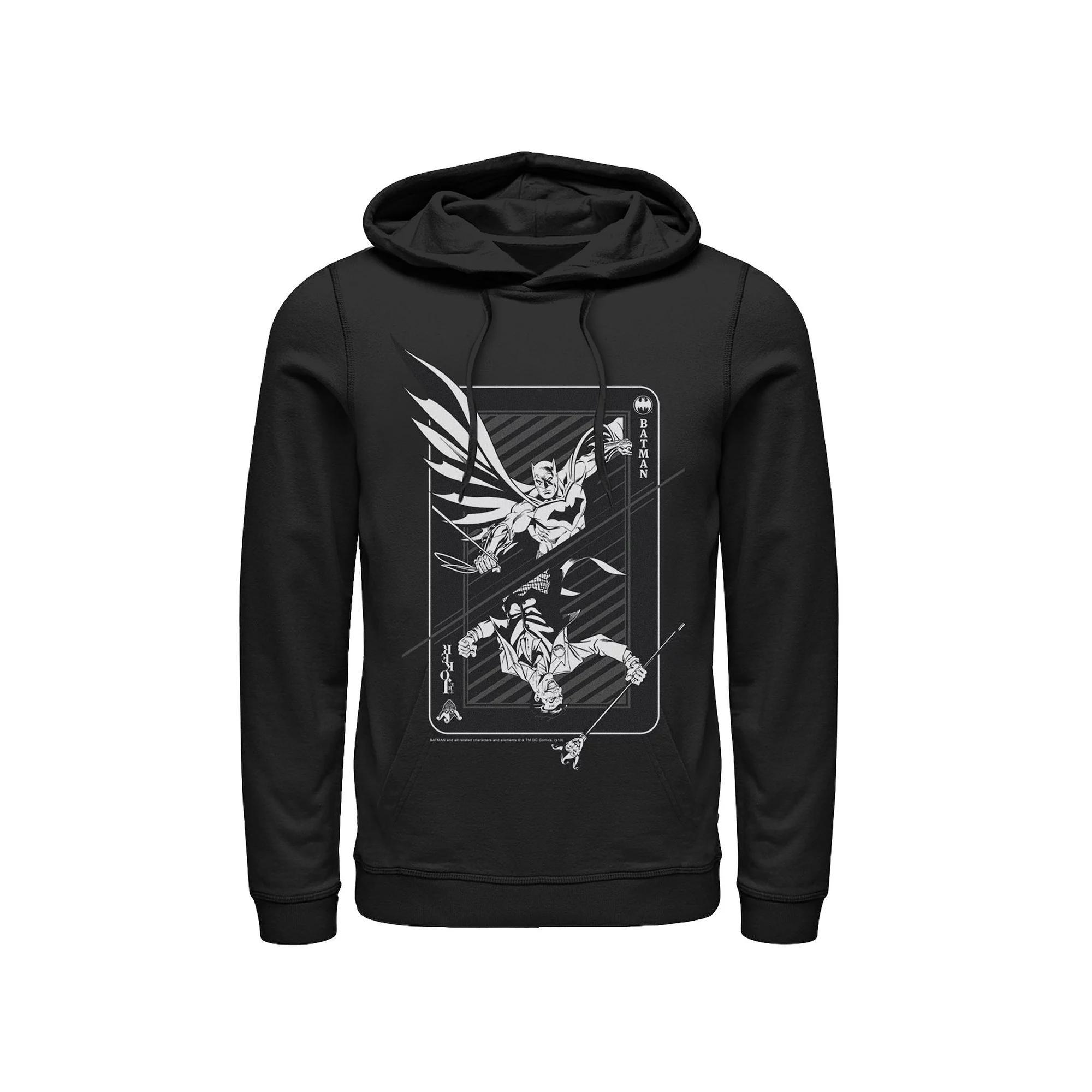 Men's DC Comics Batman And Joker Card Poster Hoodie, Size: Medium, Black Product Image