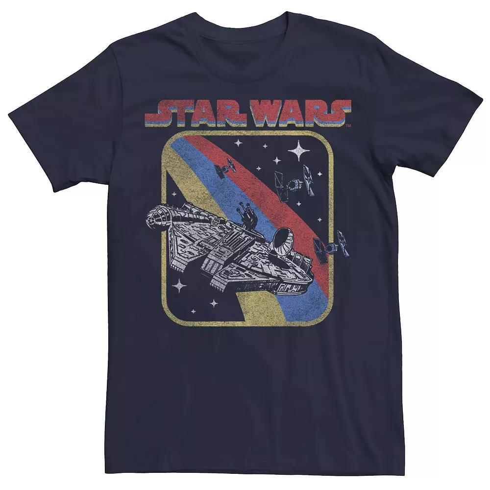 Men's Star Wars Millennium Falcon Retro Galaxy Space Fight Tee, Size: Medium, Blue Product Image