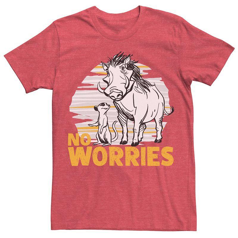 Disneys Lion King Mens No Worries Short Sleeve Tee Red Grey Product Image