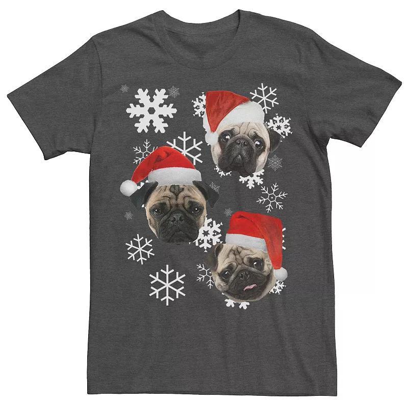 Big & Tall Pug Faces In Santa Hats Christmas Funny Tee, Men's, Size: 3XL, Grey Heather Product Image