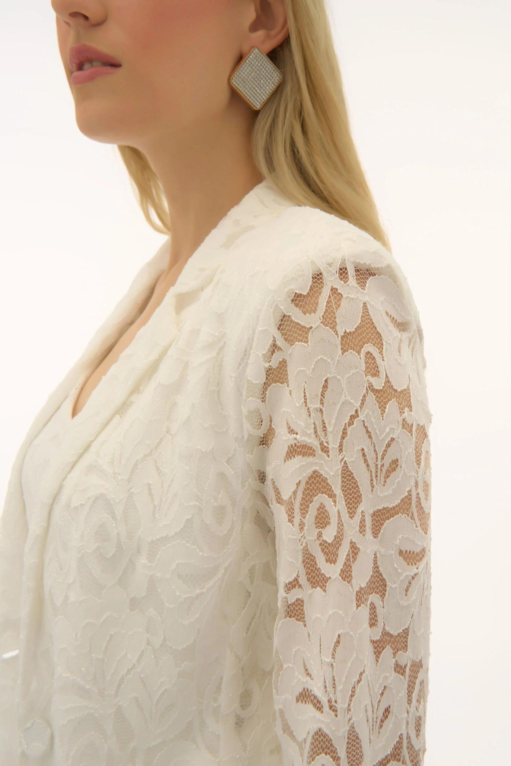 Stretch Lace Fitted Blazer- Vanilla Product Image