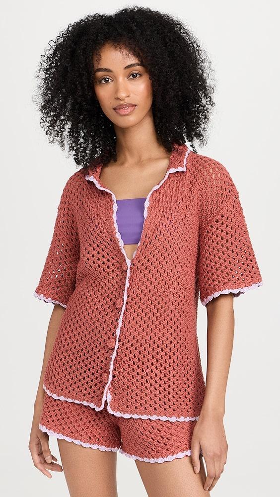 MINKPINK Carver Crochet Henley Top | Shopbop Product Image