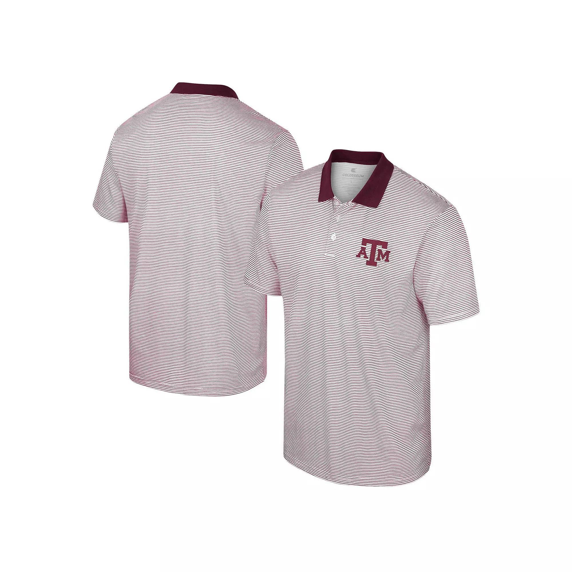 Men's Colosseum White/Maroon Texas A&M Aggies Print Stripe Polo,  Product Image