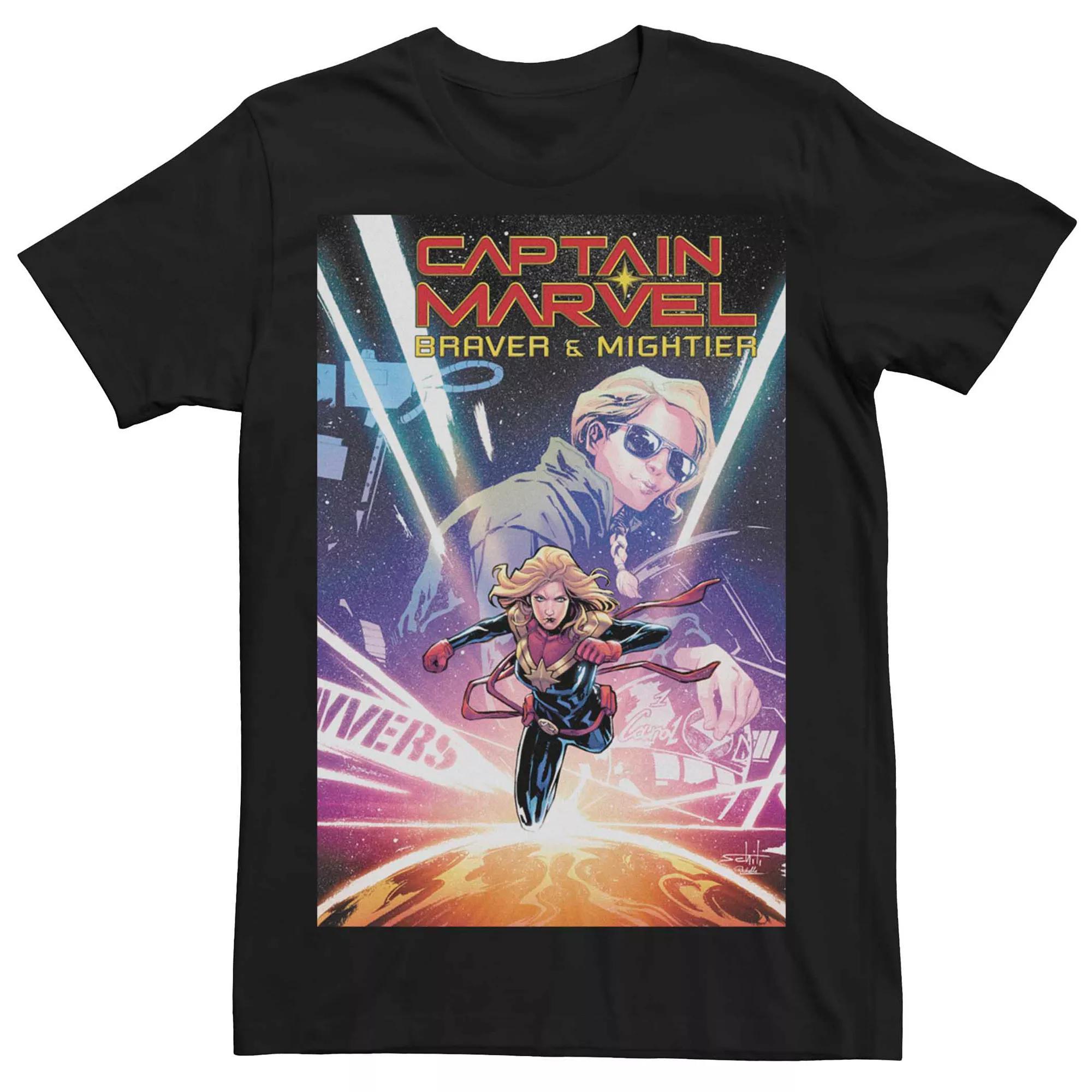 Men's Captain Marvel Graphic Tee, Size: Large, Black Product Image