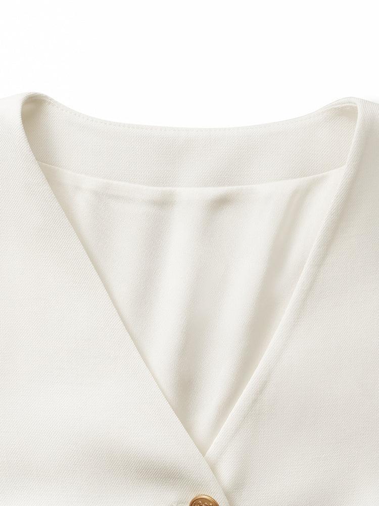 Acetate Single-Breasted Women Crop Blazer Product Image