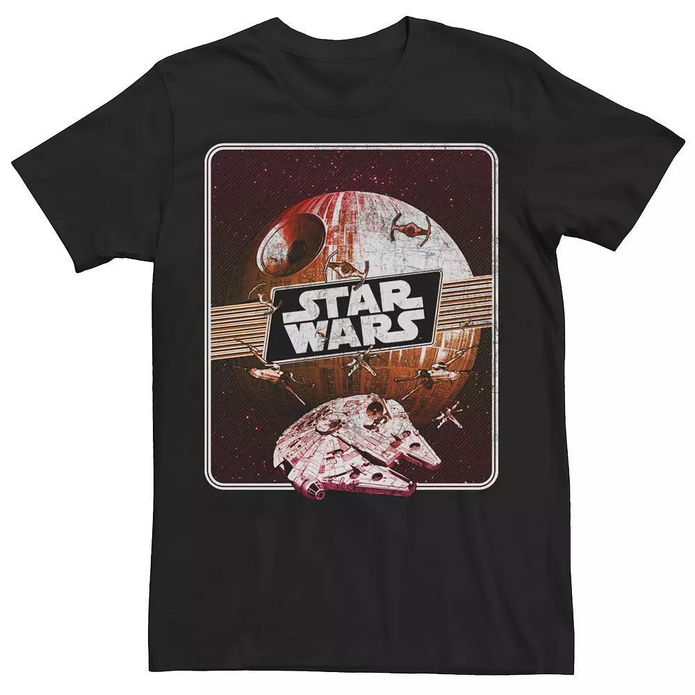 Men's Star Wars Death Star and Millennium Falcon Escape Graphic Tee, Size: Large, Black Product Image