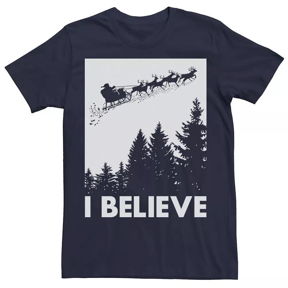 Men's Santa Claus I Believe Reindeer Christmas Tee,  Product Image