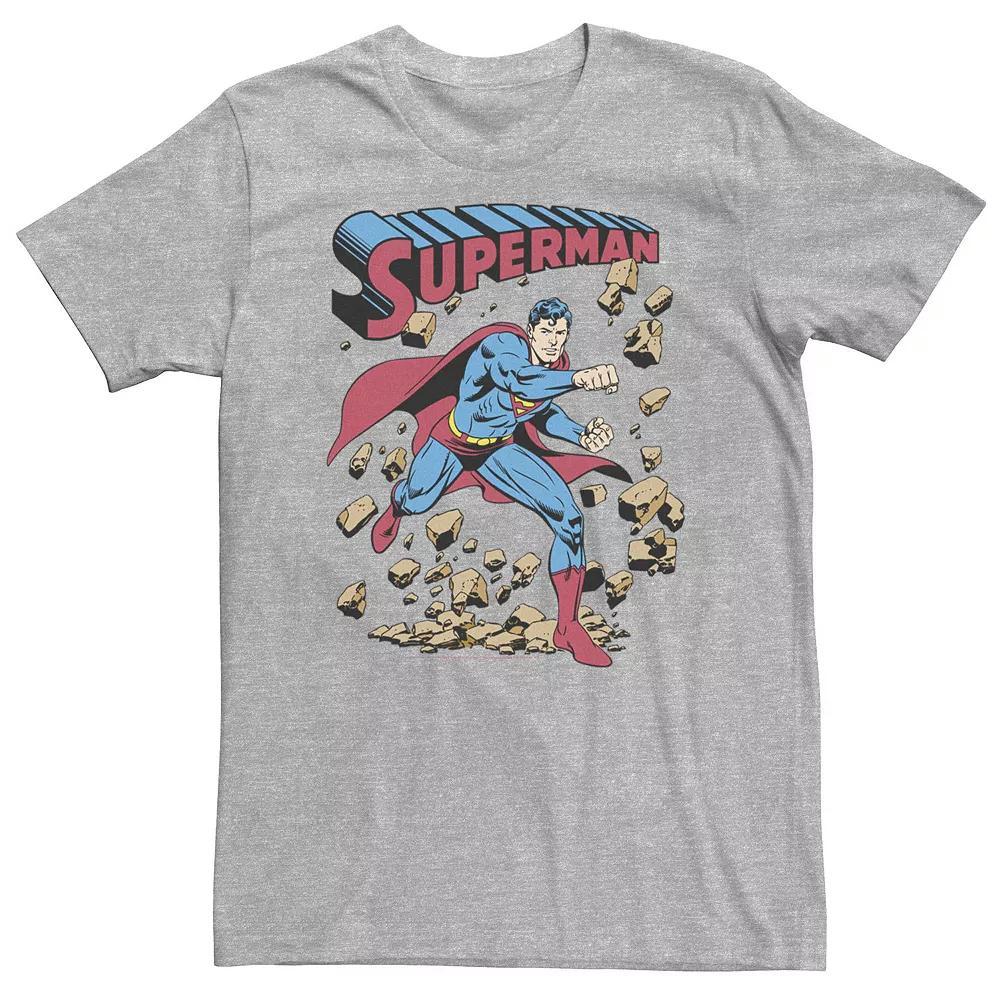 Big & Tall DC Comics Superman Smash Rocks Vintage Poster Tee, Men's, Size: 3XL Tall, Athletic Grey Product Image