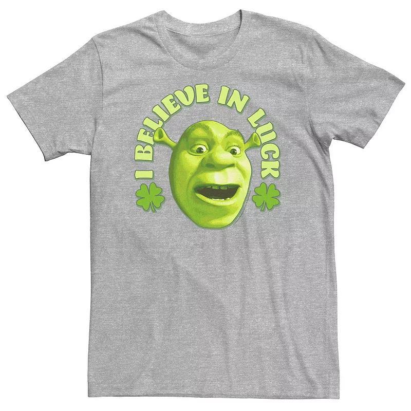 Big & Tall Shrek Big Face Saint Patricks Day I Believe In Luck Tee, Mens Athletic Grey Product Image