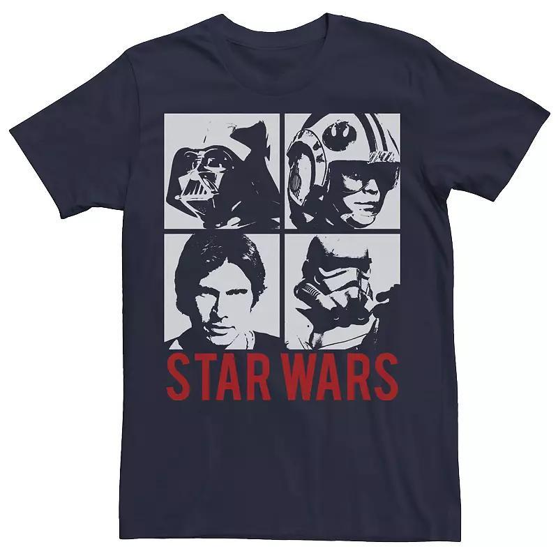 Men's Star Wars Vader Luke Han Trooper Four Square Graphic Tee, Size: Medium, Navy Grey Product Image