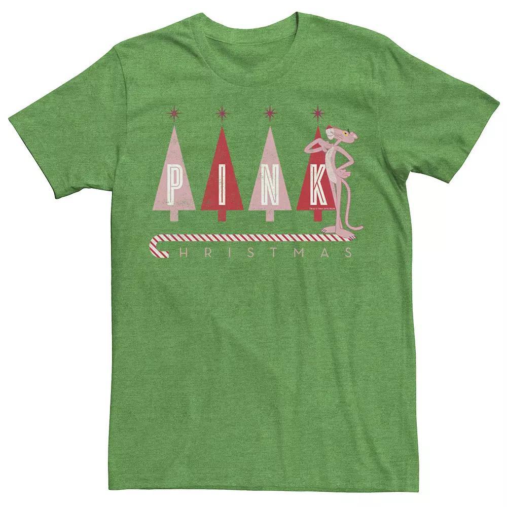 Men's Pink Panther Pink Christmas Portrait Graphic Tee, Size: Medium, Red Product Image