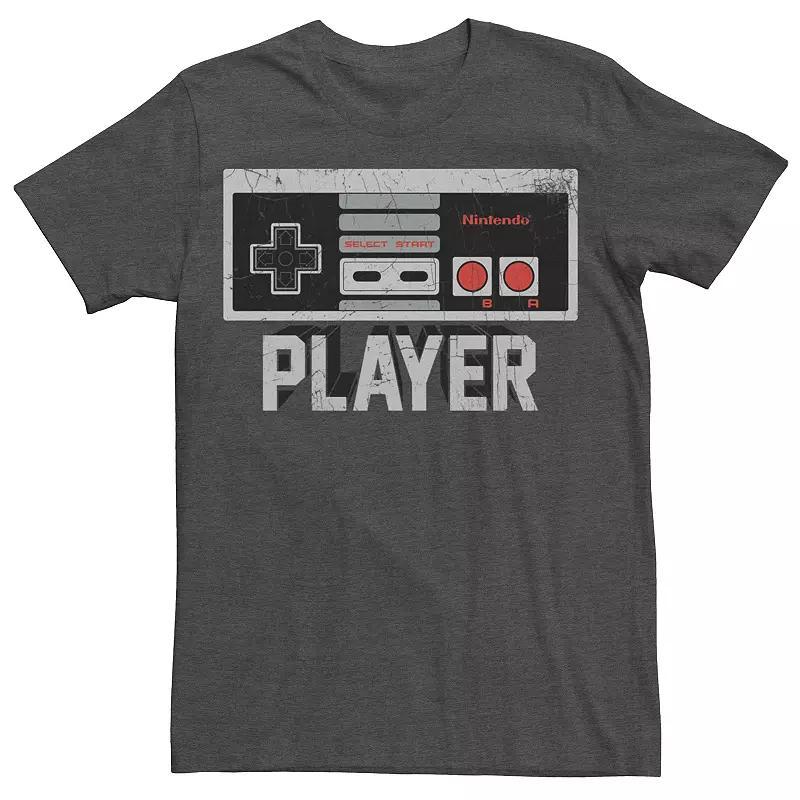 Mens Nintendo NES Player Controller Cracked Logo Tee Grey Heather Product Image