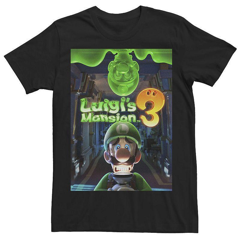 Men's Luigi's Mansion 3 Luigi Poster Graphic Tee, Size: Large, Black Product Image