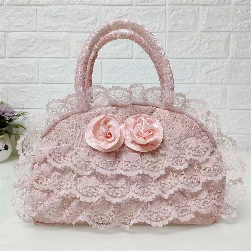 Flower Accent Lace Bowler Bag Product Image