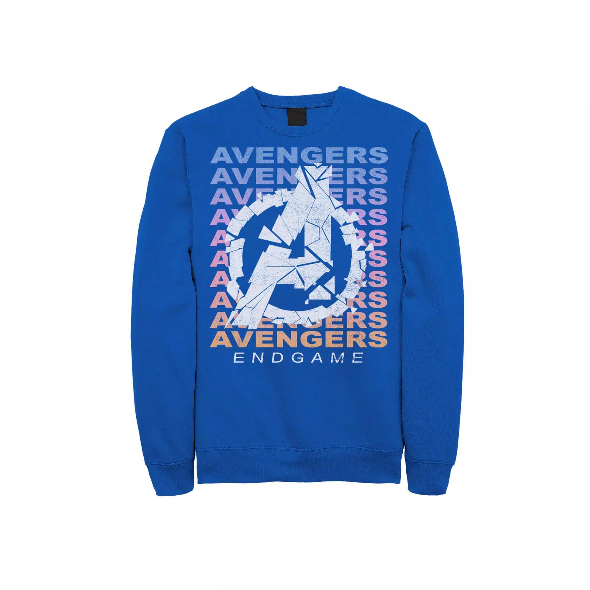 Men's Marvel Avengers: Endgame Gradient Logo Shatter Sweatshirt, Size: Small, Royal Product Image