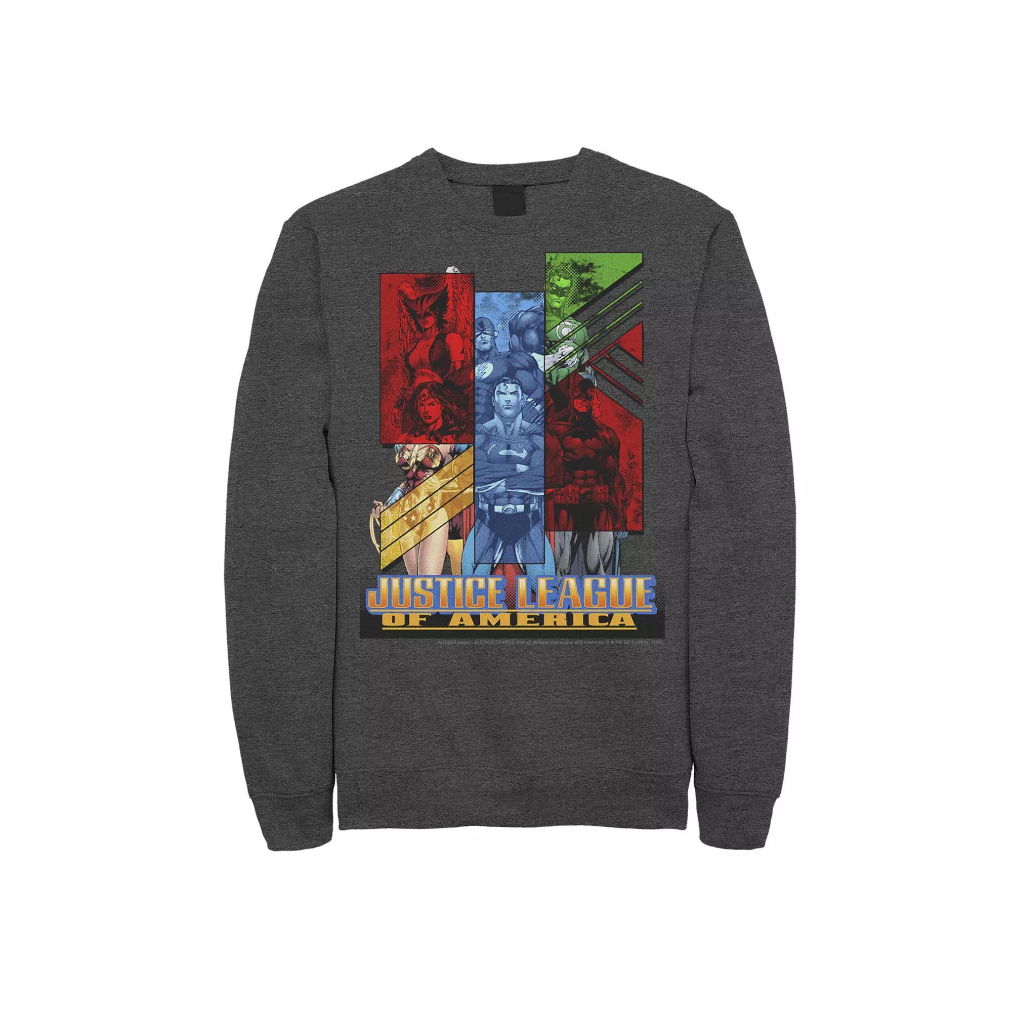 Men's DC Comics Justice League Of America Colorful Portrait Panels Sweatshirt,  Product Image
