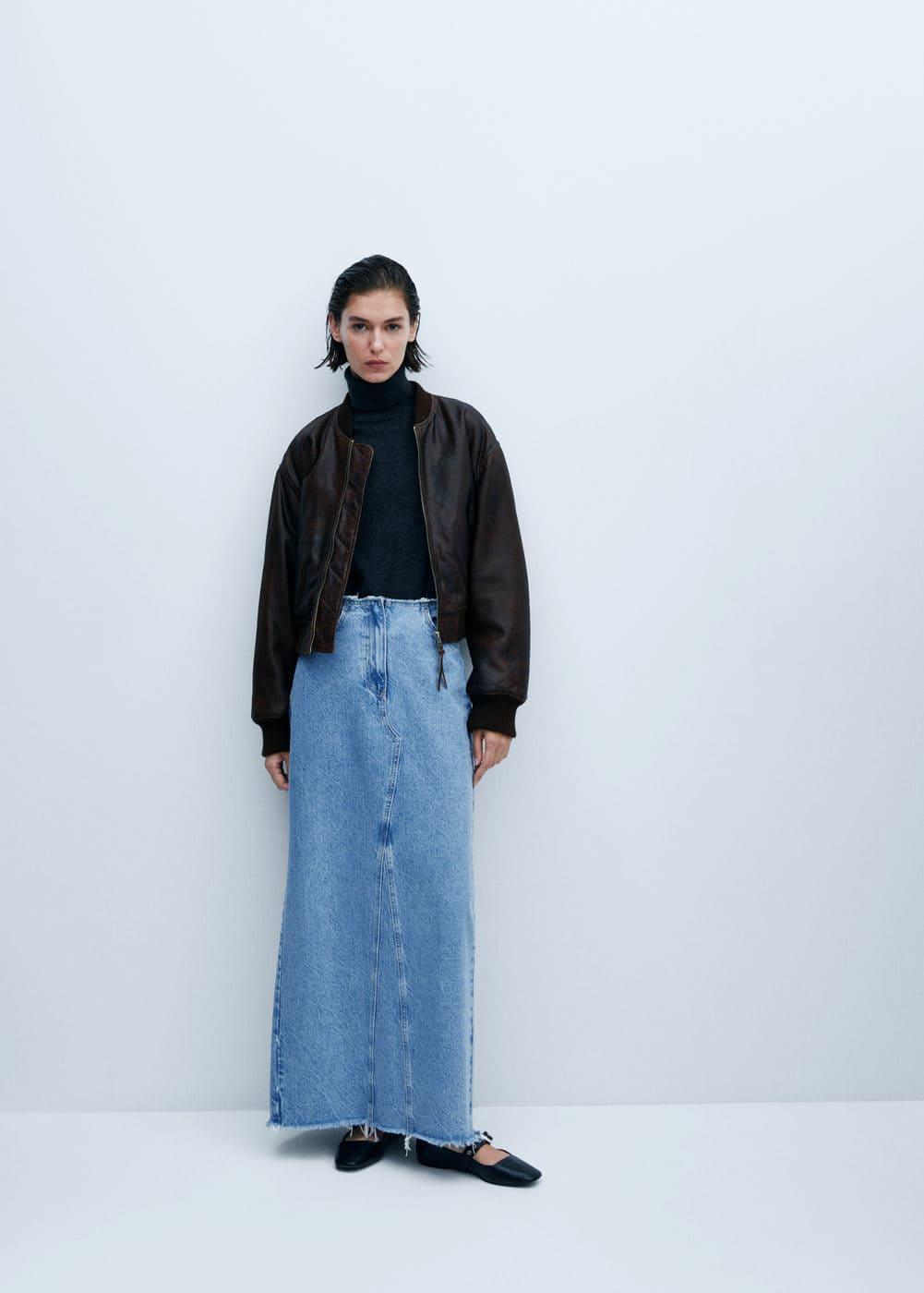 Mango Womens Denim Long Skirt Product Image