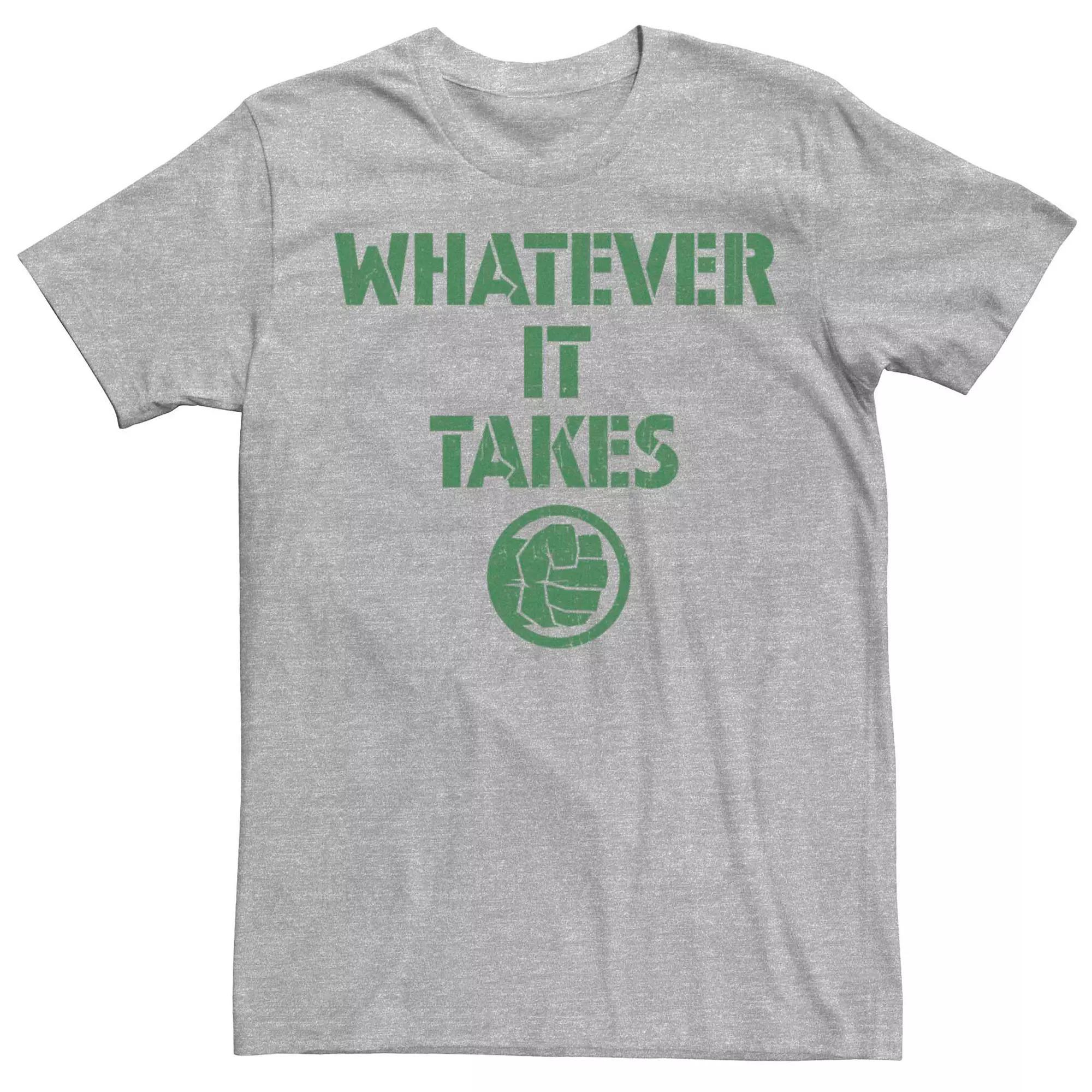 Men's Marvel Hulk Fist "Whatever It Takes" Text Tee, Size: Large, Athletic Grey Product Image