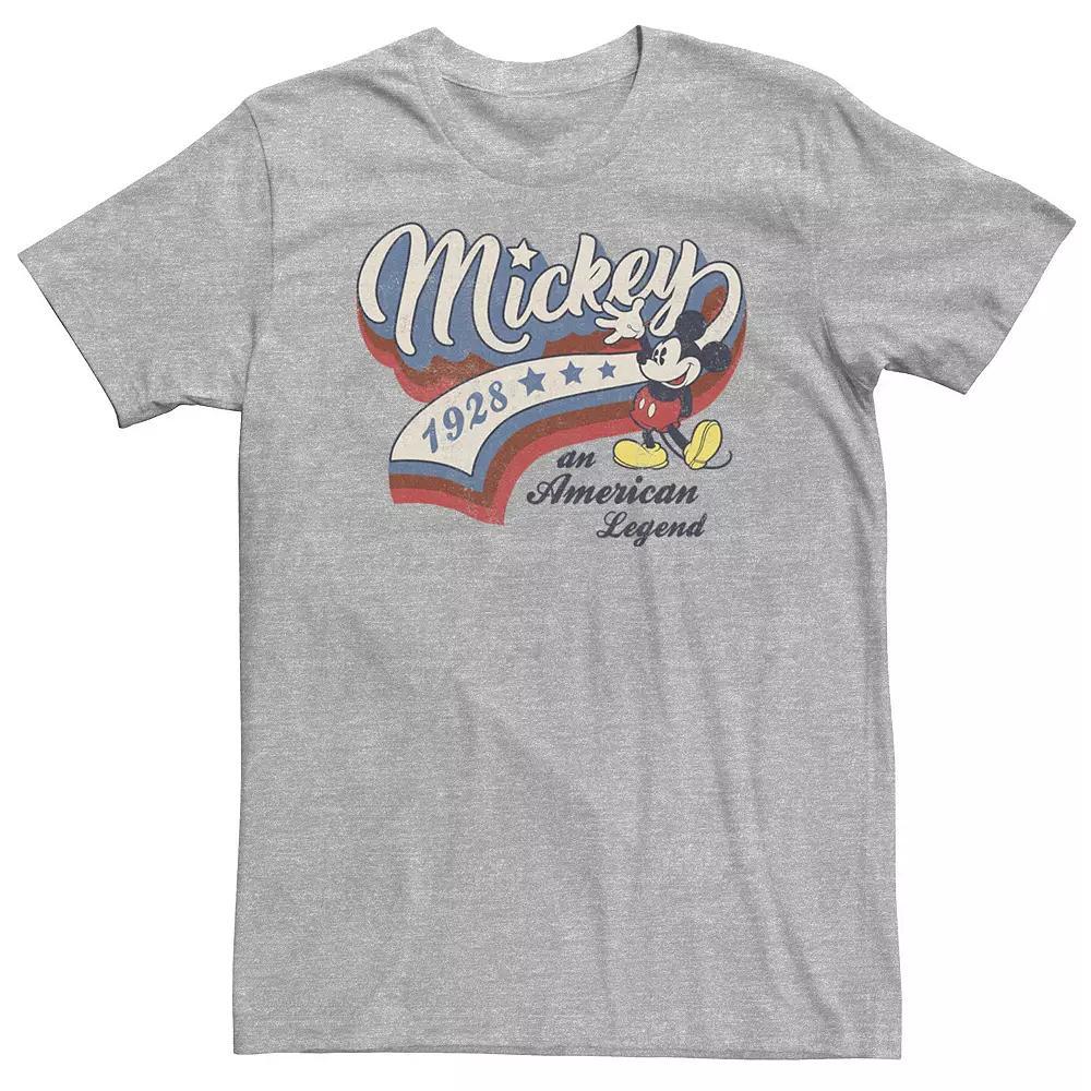 Big & Tall Disney Mickey And Friends Mickey American Legend 1928 Tee, Men's, Size: 4XL, Athletic Grey Product Image