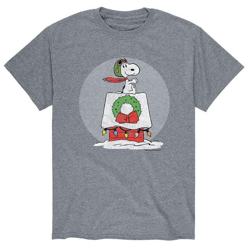 Mens Peanuts Snoopy Flight Tee Athletic Grey Product Image