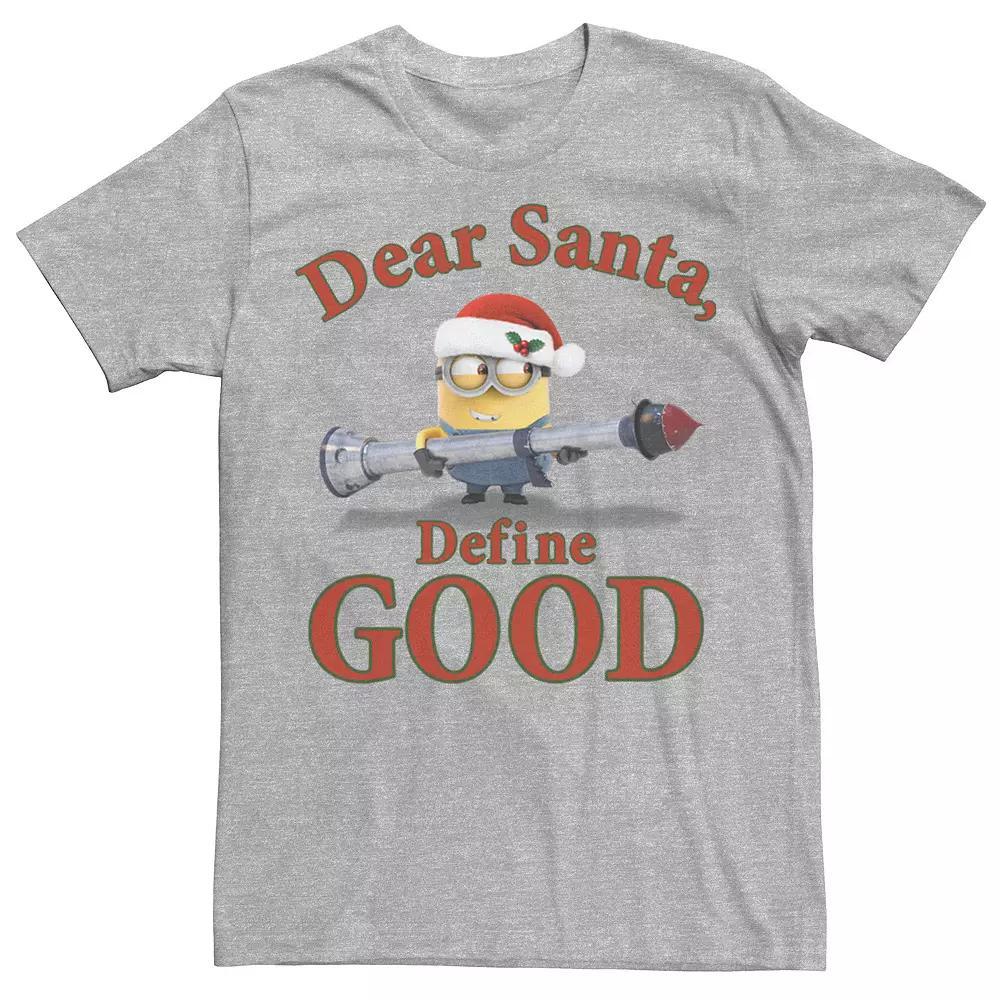 Men's Despicable Me Minions Dear Santa Define Good Tee, Size: Small, Athletic Grey Product Image