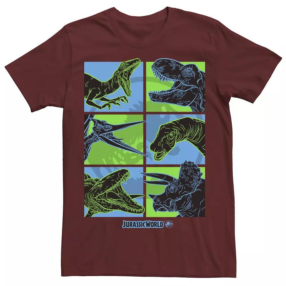 Mens Jurassic World Two Dino Faces Comic Pop Tee Red Product Image