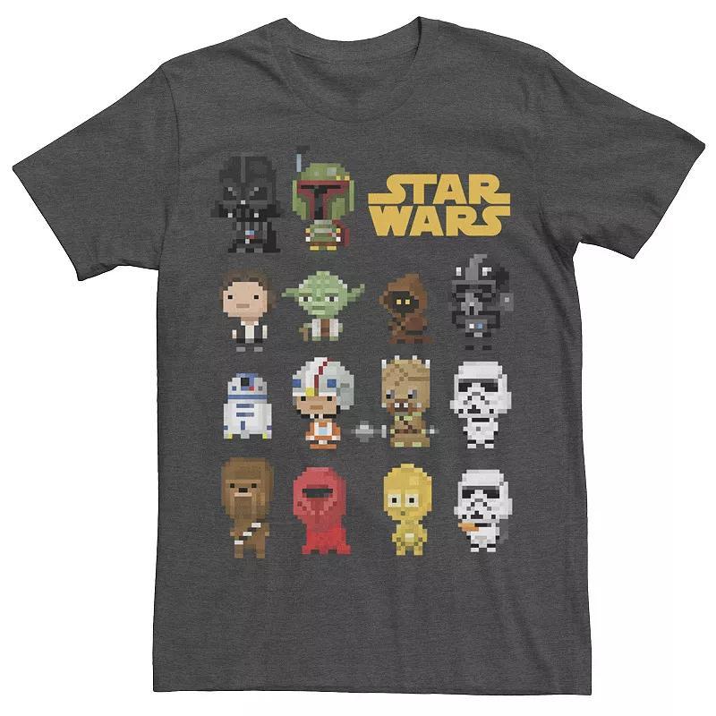 Mens Star Wars Heroes Villains 8-Bit Pixel Sprites Tee Grey Heather Product Image