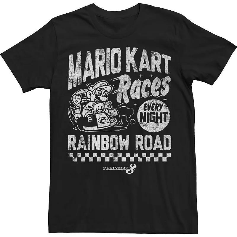 Men's Nintendo Race Nights Gaming Logo Text Tee, Size: XL Tall, Black Product Image