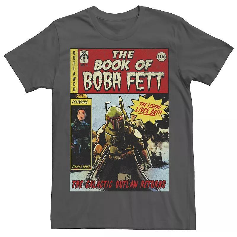 Mens Star Wars The Book Of Boba Fett Comic Book Cover Tee Grey Product Image