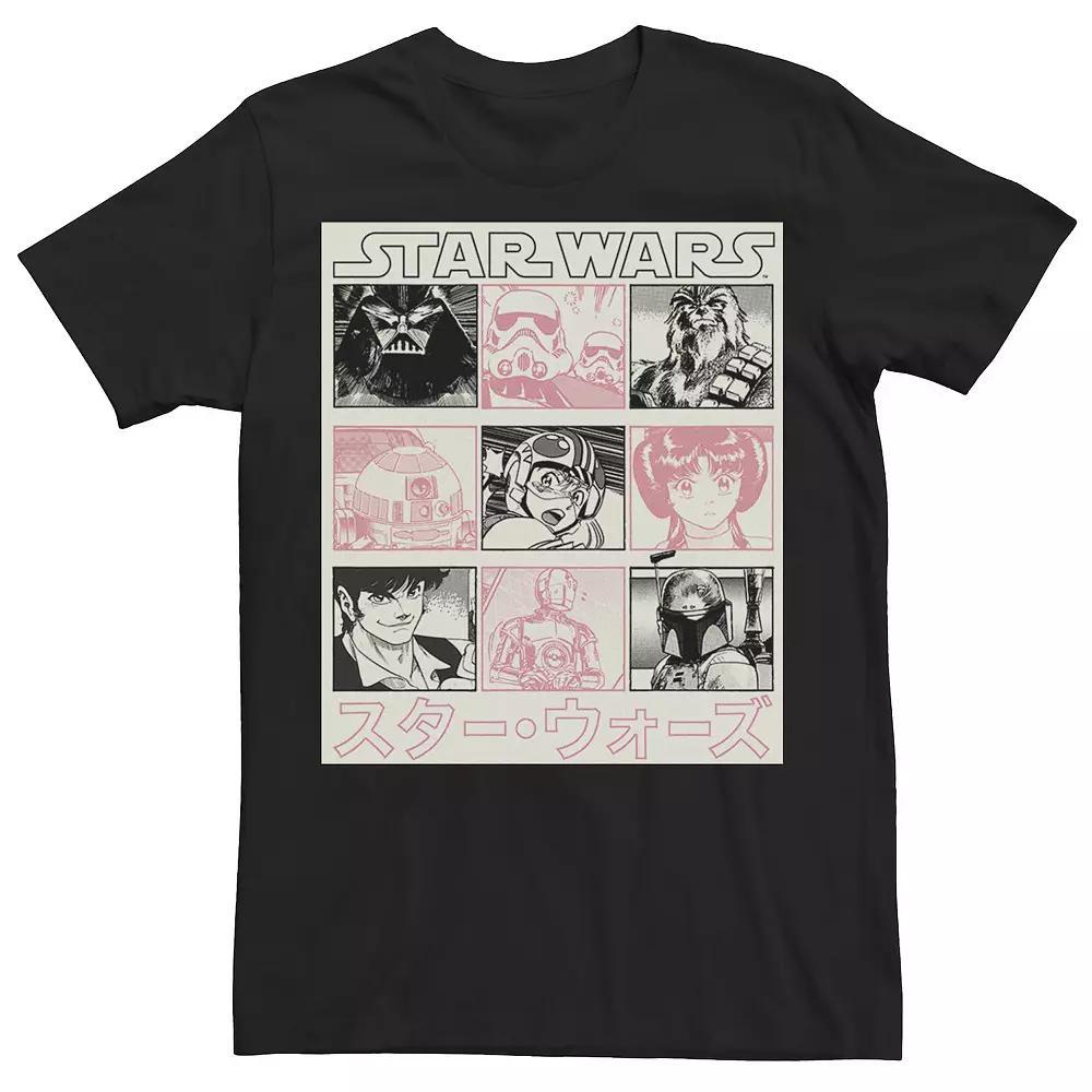 Men's Star Wars Manga Style Comic Panels Tee, Size: Large, Black Product Image