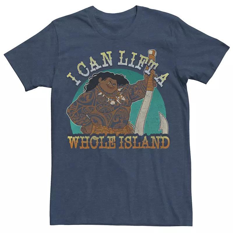 Men's Disney's Moana Maui I Can Lift A Whole Island Tee, Size: Large, Navy Grey Product Image