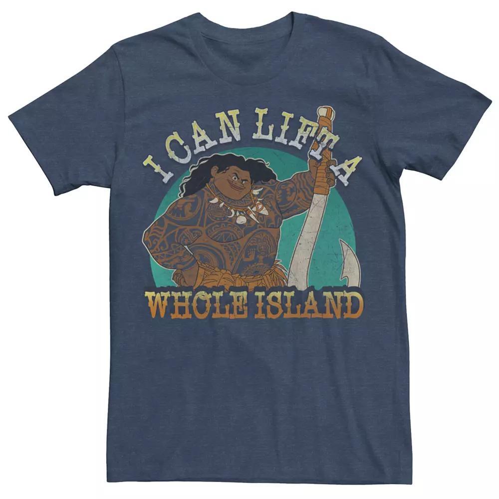 Men's Disney's Moana Maui I Can Lift A Whole Island Tee, Size: Large, Navy Grey Product Image