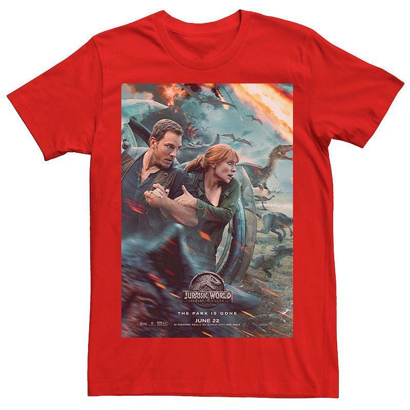 Men's Jurassic World Two Owen Claire Movie Poster Tee, Size: XL, Red Product Image