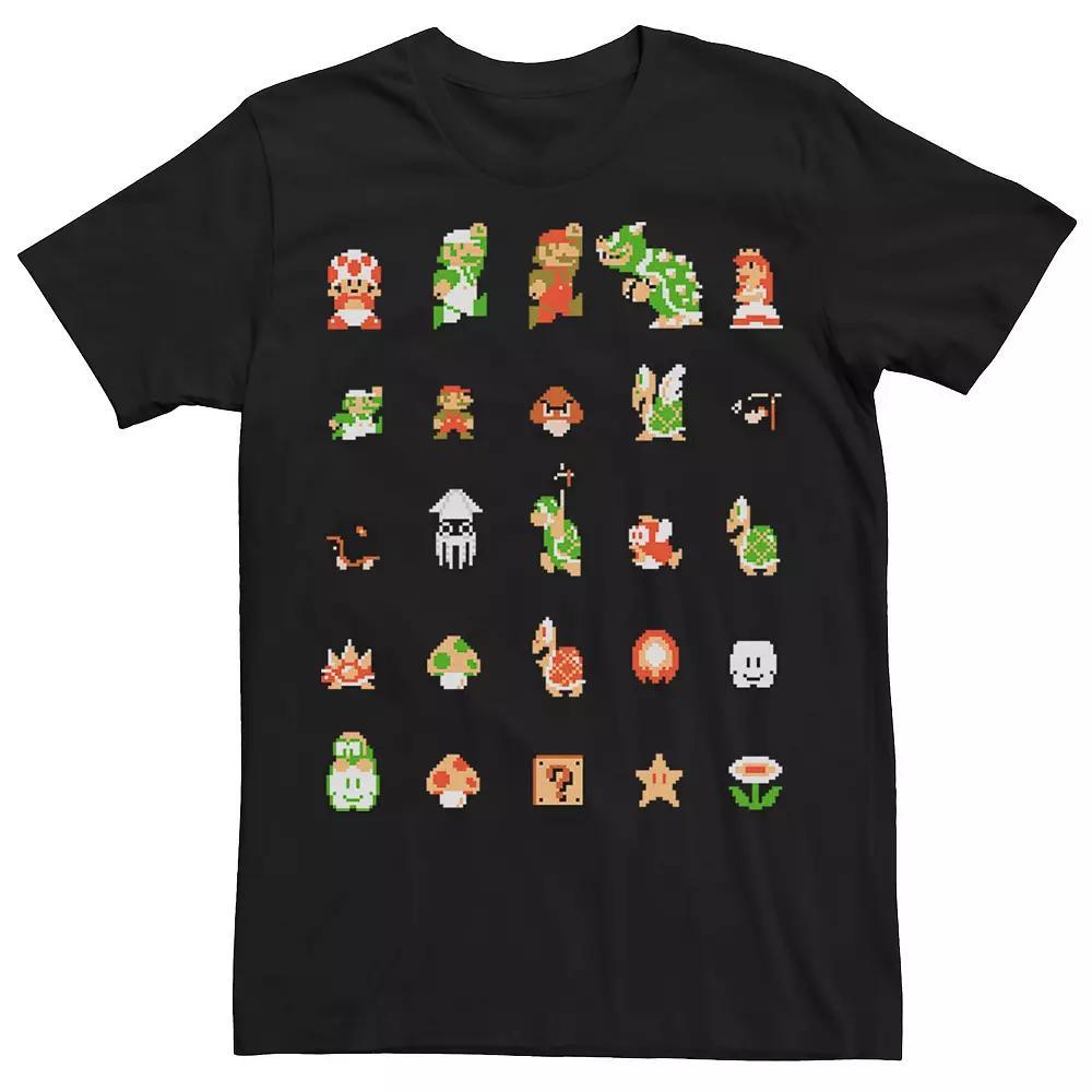 Men's Nintendo Super Mario 8-bit Retro Icon Grid Tee,  Product Image