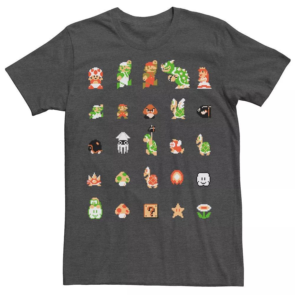 Men's Nintendo Super Mario 8-bit Retro Icon Grid Tee,  Product Image