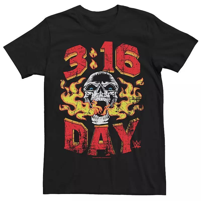 Men's WWE Steve Day Flaming Skull Tee, Size: XXL, Black Product Image