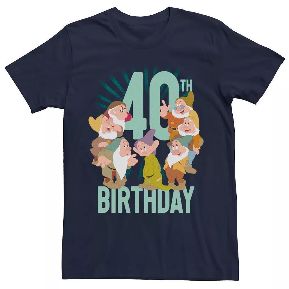 Disney's Snow White Men's Dwarfs Group Shot 40th Birthday Graphic Tee, Size: Small, Blue Product Image