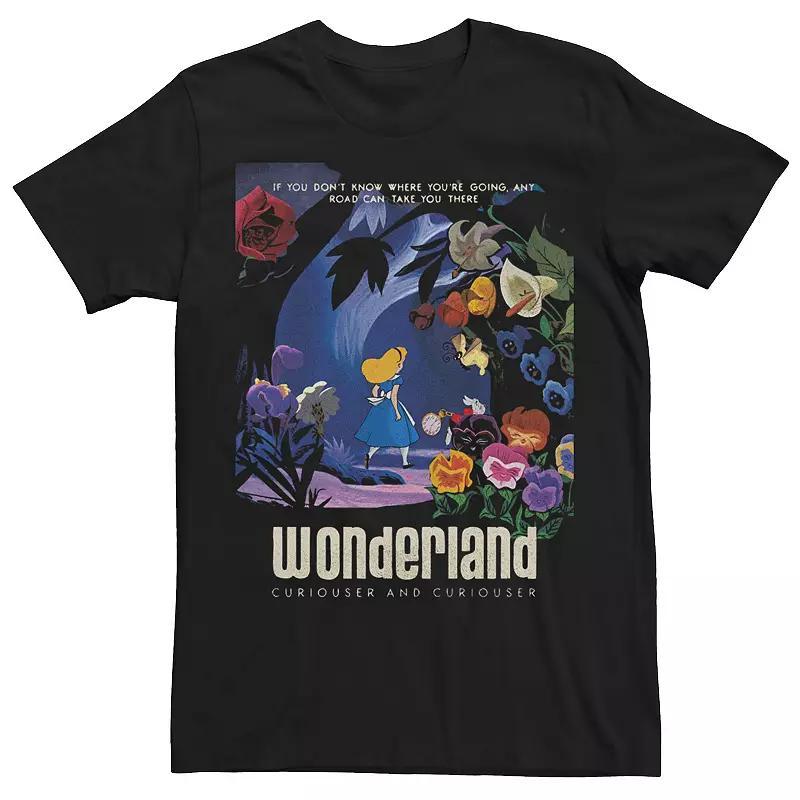 Disney's Alice In Wonderland Men's Curiouser Floral Poster Tee, Size: Small, Black Product Image