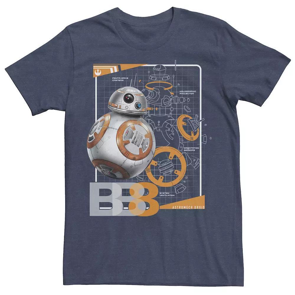 Men's Star Wars BB-8 Astromech Schematic Graphic Tee, Size: Small, Navy Grey Product Image