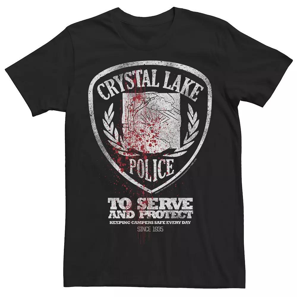 Men's Friday The 13th Crystal Lake Police Badge Blood Splatter Tee, Size: Medium, Black Product Image