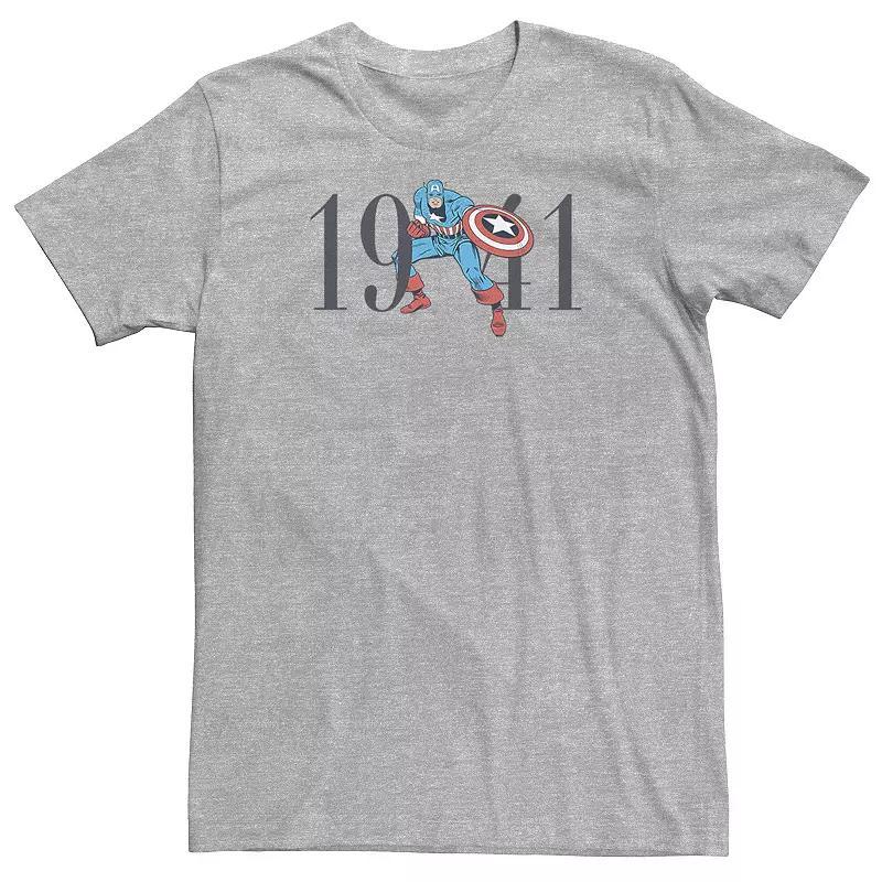 Big & Tall Marvel Retro 1941 Captain America Stance Tee, Men's, Size: 3XL, Athletic Grey Product Image