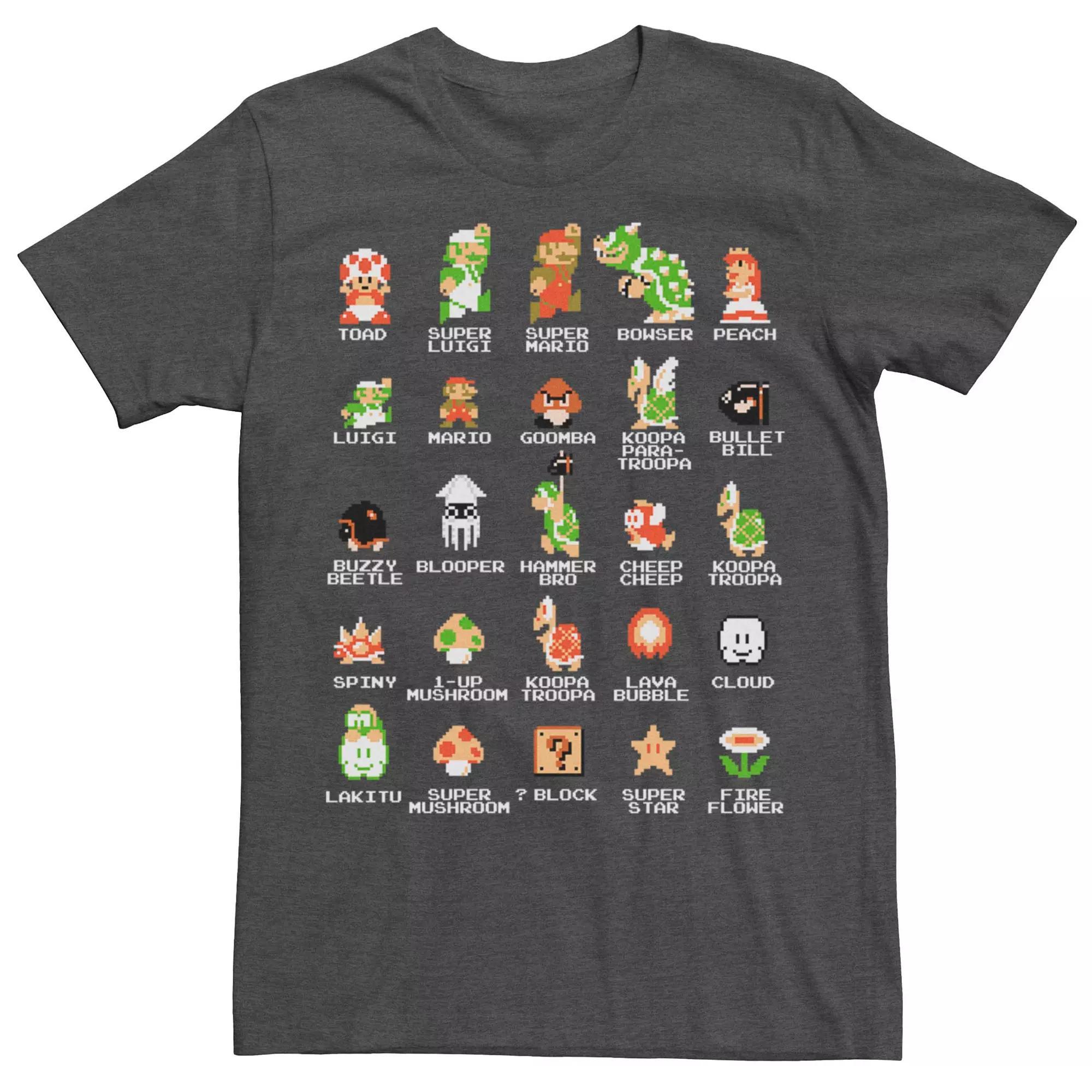 Men's Nintendo Super Mario Retro Pixel Characters Tee,  Product Image