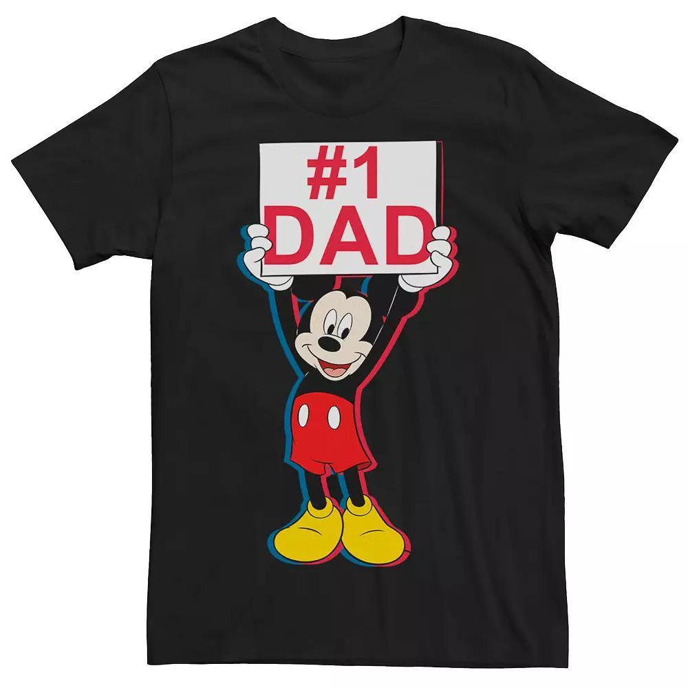 Disney's Mickey Mouse Men's #1 Dad Sign Waver Graphic Tee, Size: XL Tall, Black Product Image