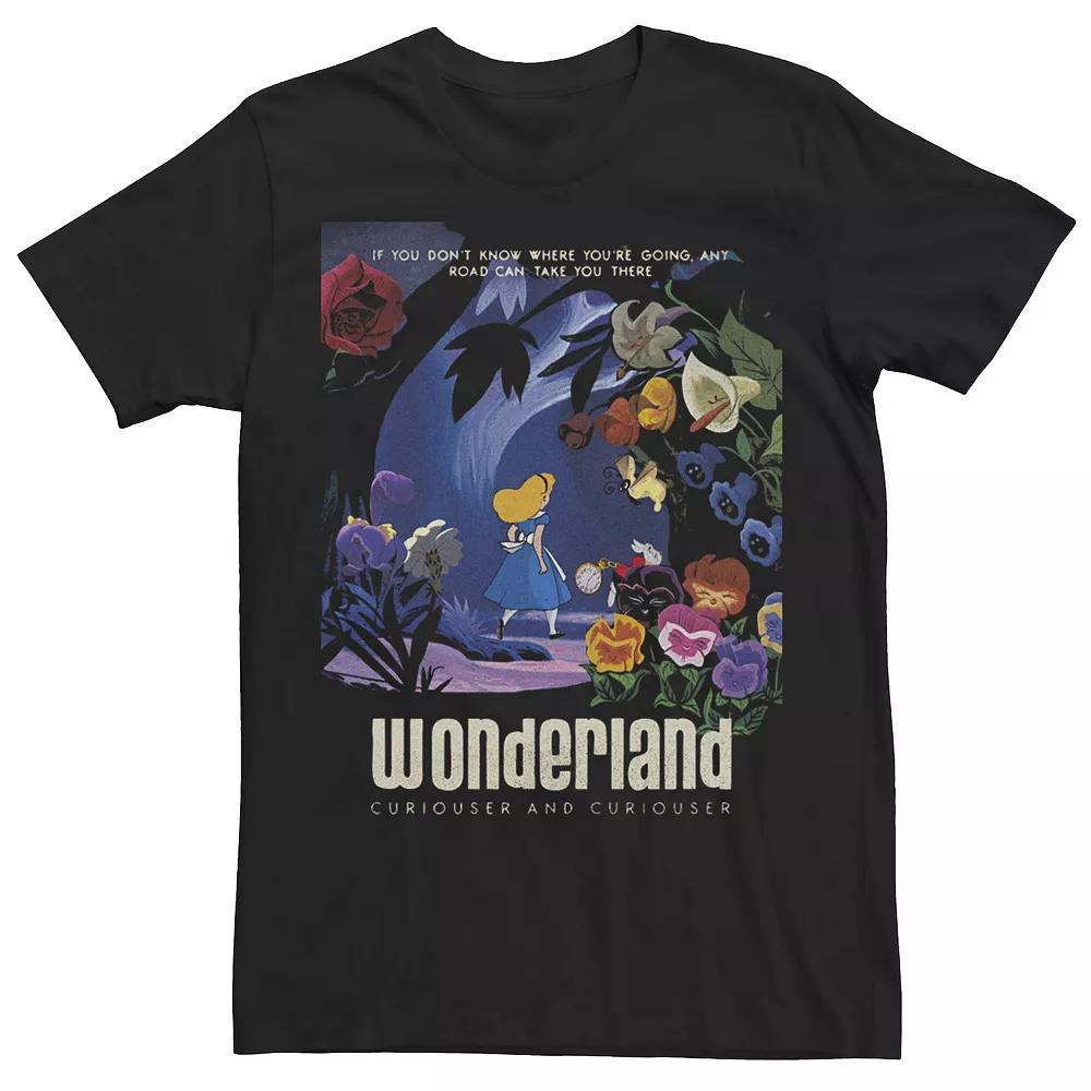 Big & Tall Disney Alice In Wonderland Curiouser Vintage Poster Tee, Men's, Size: 3XLT, Black Product Image